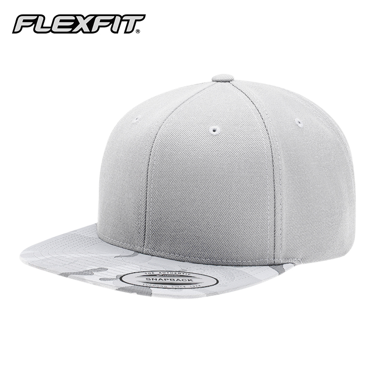 FLEXFIT 迷彩花色平沿帽进口潮牌男士棒球帽街头嘻哈帽子男