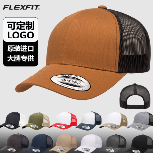 FLEXFIT 帽子 卡车司机网帽硬顶高顶可调棒球帽网眼鸭舌帽男士 经典