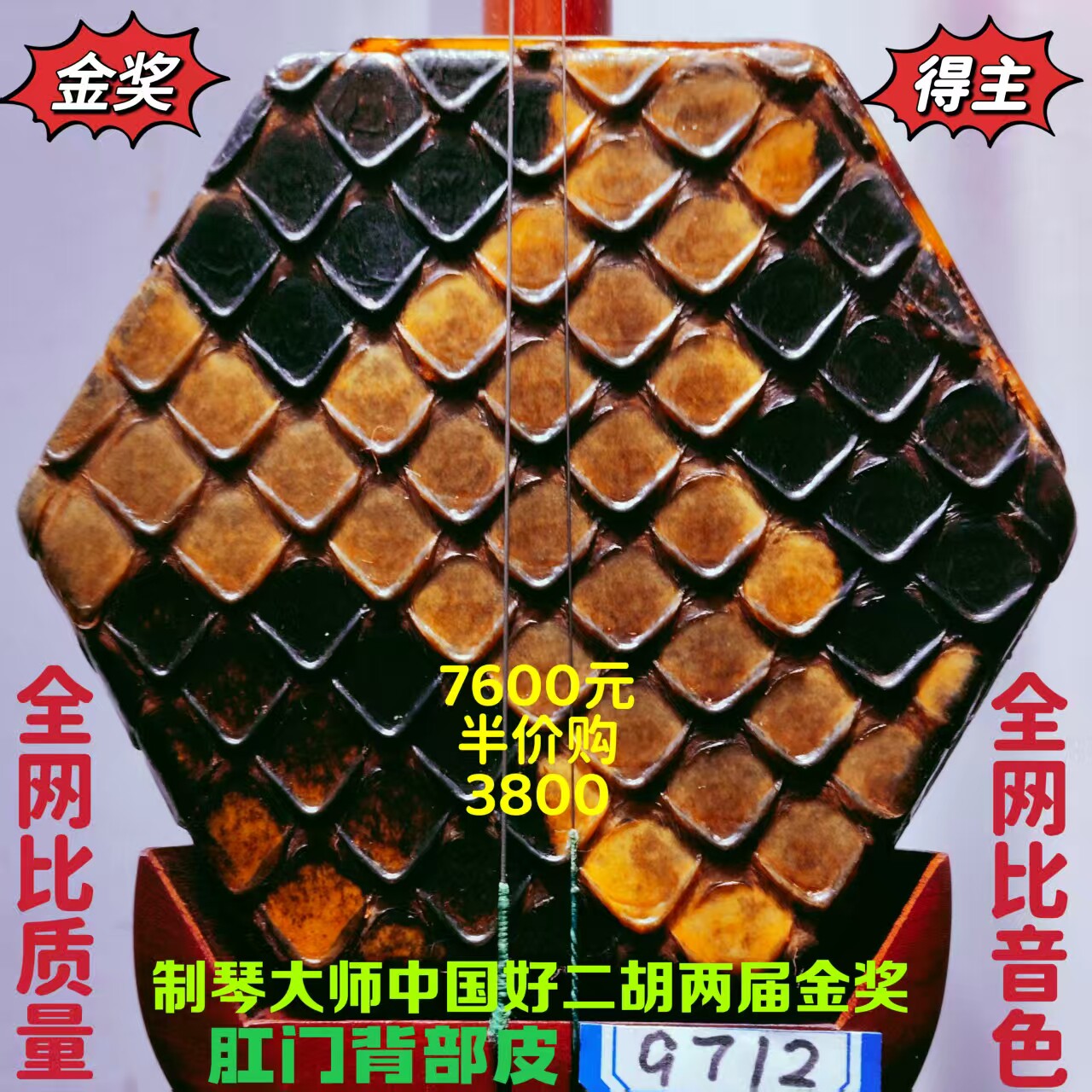 〔十大品牌中国好二胡获金奖〕韵声琴坊五星级明清旧料老红木二胡