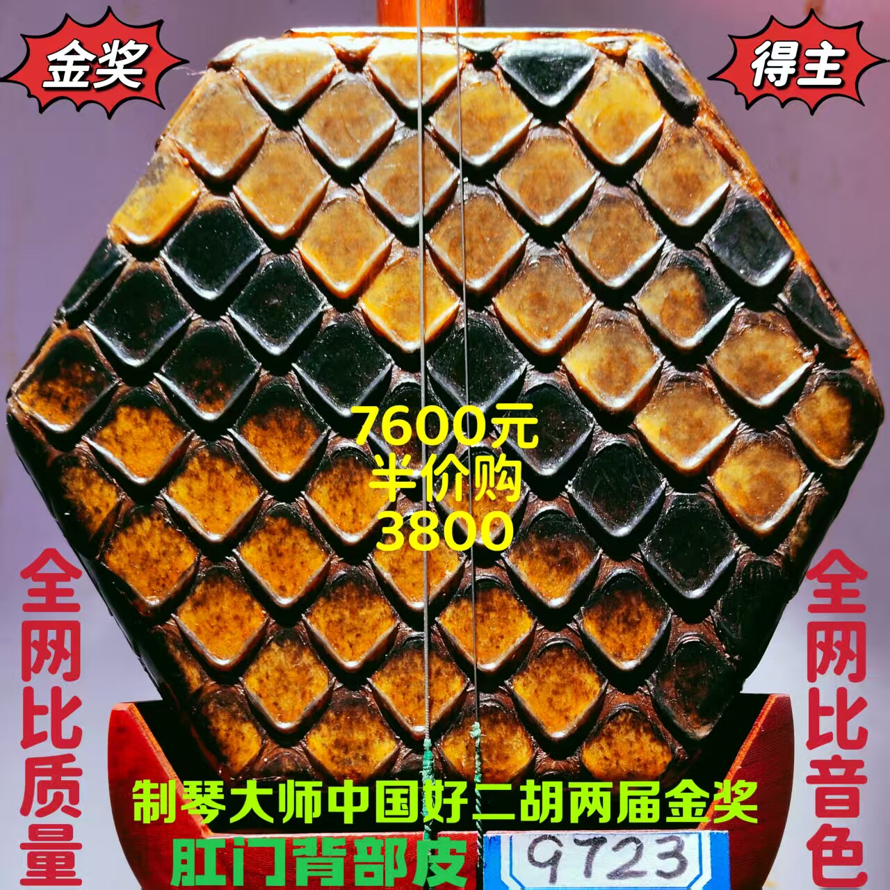 〔十大品牌中国好二胡获金奖〕韵声琴坊五星级明清旧料老红木二胡