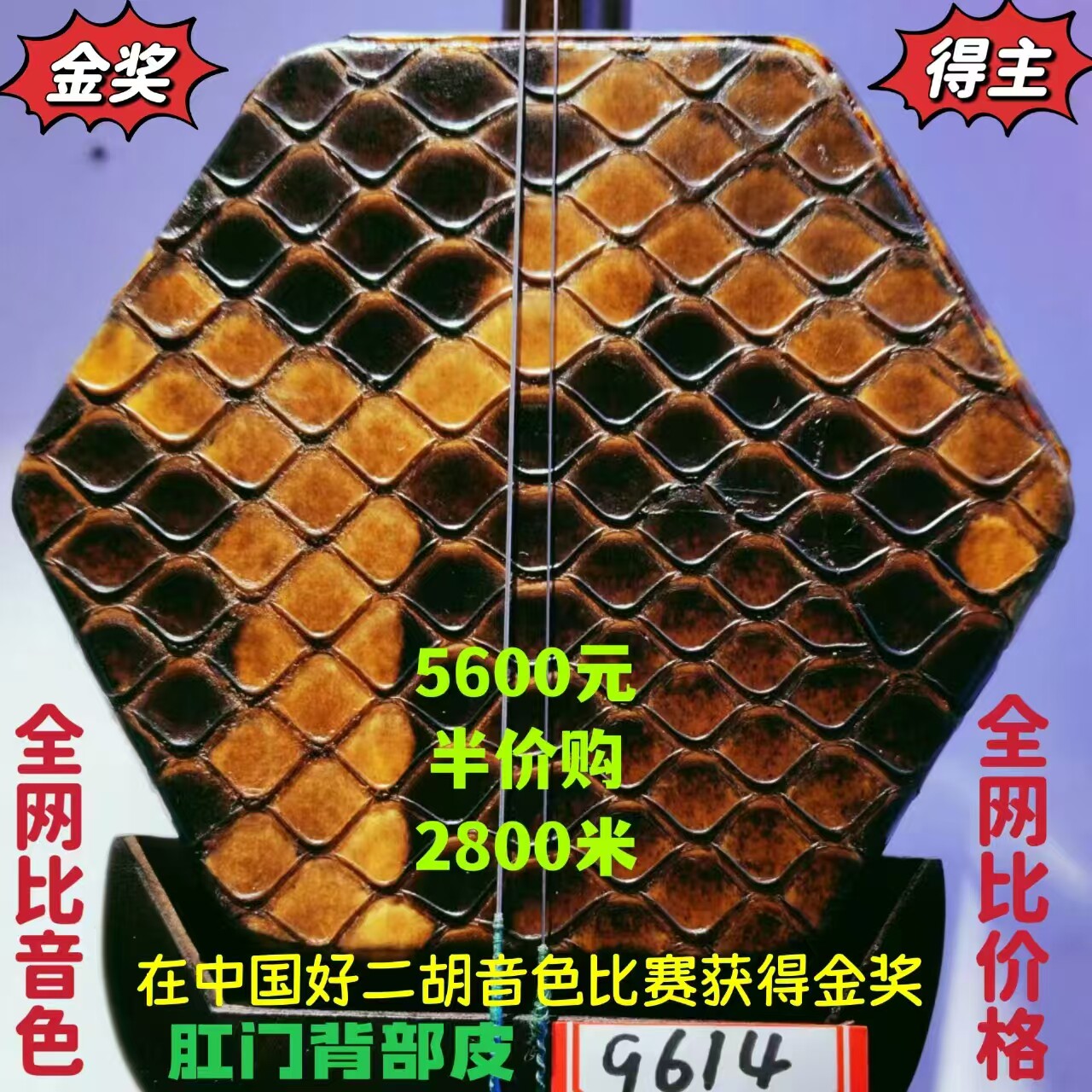 〔十大品牌中国好二胡获金奖〕韵声琴坊五星级明清旧料老红木二胡