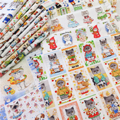 纯棉平纹可爱猫咪布料数码 玩偶娃衣卡通手工猫猫出口面料 印花童装