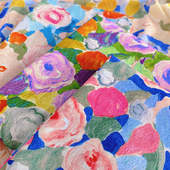 夏季 半身裙 印花纯棉面料连衣裙娃娃衫 新品 60支油画风碎花布料数码