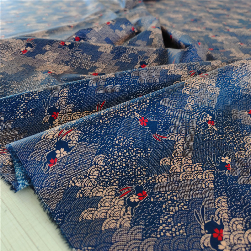 纯棉和风铜钱纹樱花兔宝拜年服装布料波纹卡通兔手工面料细珠帆布,居家布艺,海绵垫/布料/面料/手工diy,淘宝优惠券,粉丝福利购,淘宝优惠卷