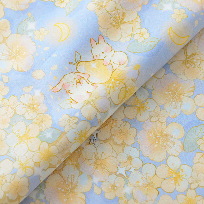 80支精梳纯棉布料卡通手工裙子田园印染原创风中国全棉梨花黄兔子,居家布艺,海绵垫/布料/面料/手工diy,淘宝优惠券,粉丝福利购,淘宝优惠卷