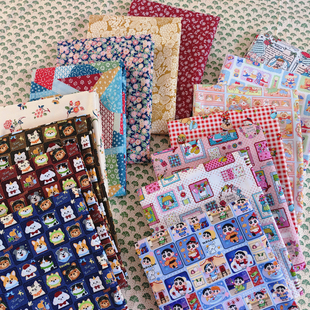 20支纯棉平纹布料卡通原创手工DIY服装包包书衣棉布喵喵碎花棉布