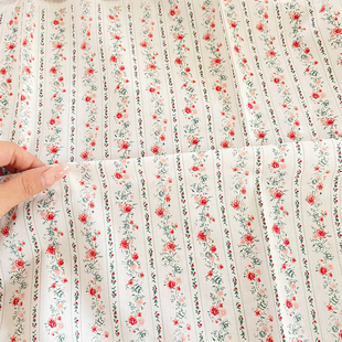 纯棉面料韩版条纹花柄棉清新卡通布料纯棉手工DIY服装裙子衬衣布