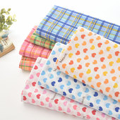 卡通爱心格纹纯棉面料娃衣睡衣面料衣服裙子童装 手工布料 娃衣衬衫