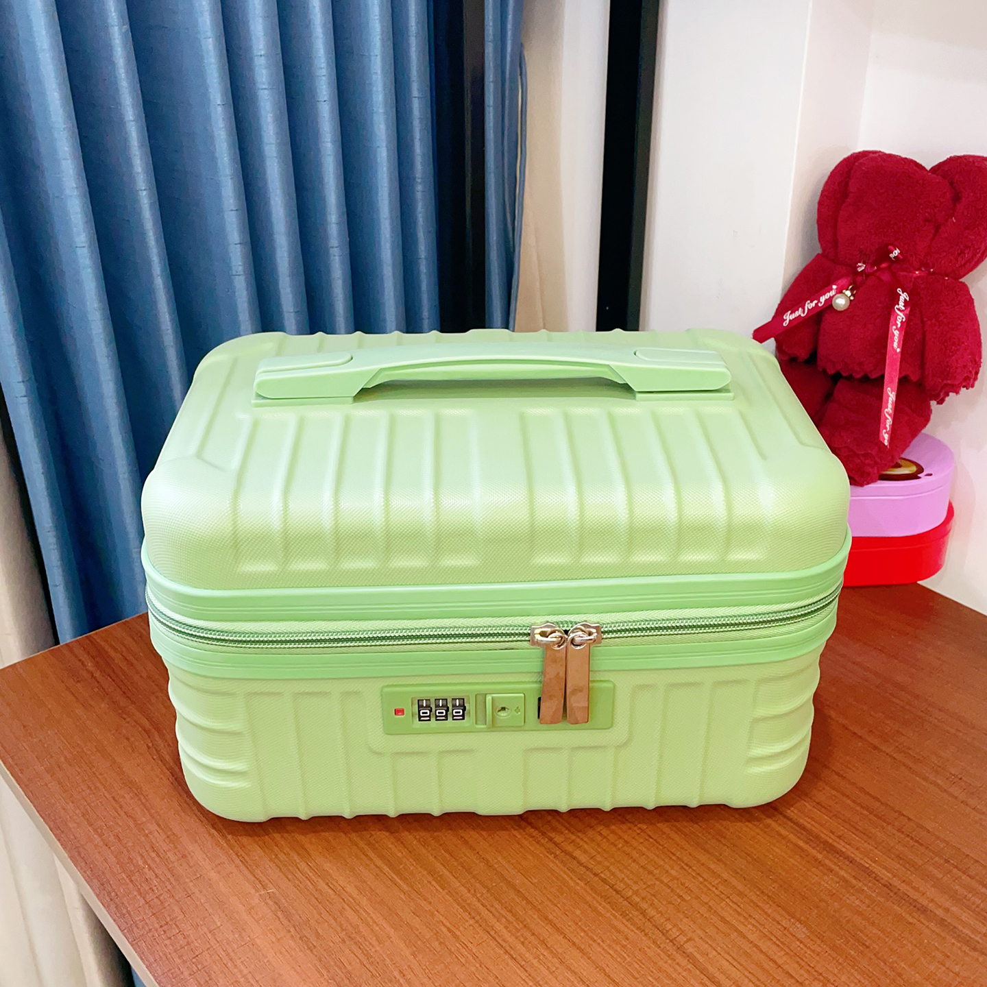 密码手提箱小型便携14寸女化妆包可挂行李箱收纳包大容量礼品盒子