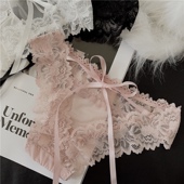 少女御姐风三角裤 蕾丝内裤 女士低腰纯欲性感系带黑色镂空2023新款