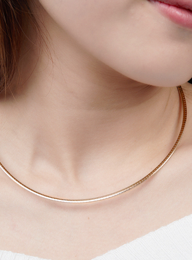 玫瑰金925银短款意大利粗项圈