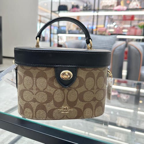 COACH蔻驰 Kay 20 经典老花满印徽标Logo 盒子包单肩斜挎手提包