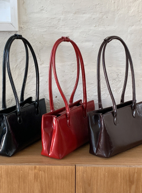 EMORRIN韩版小众设计软皮质感红色托特包新款时尚潮人手提单肩包