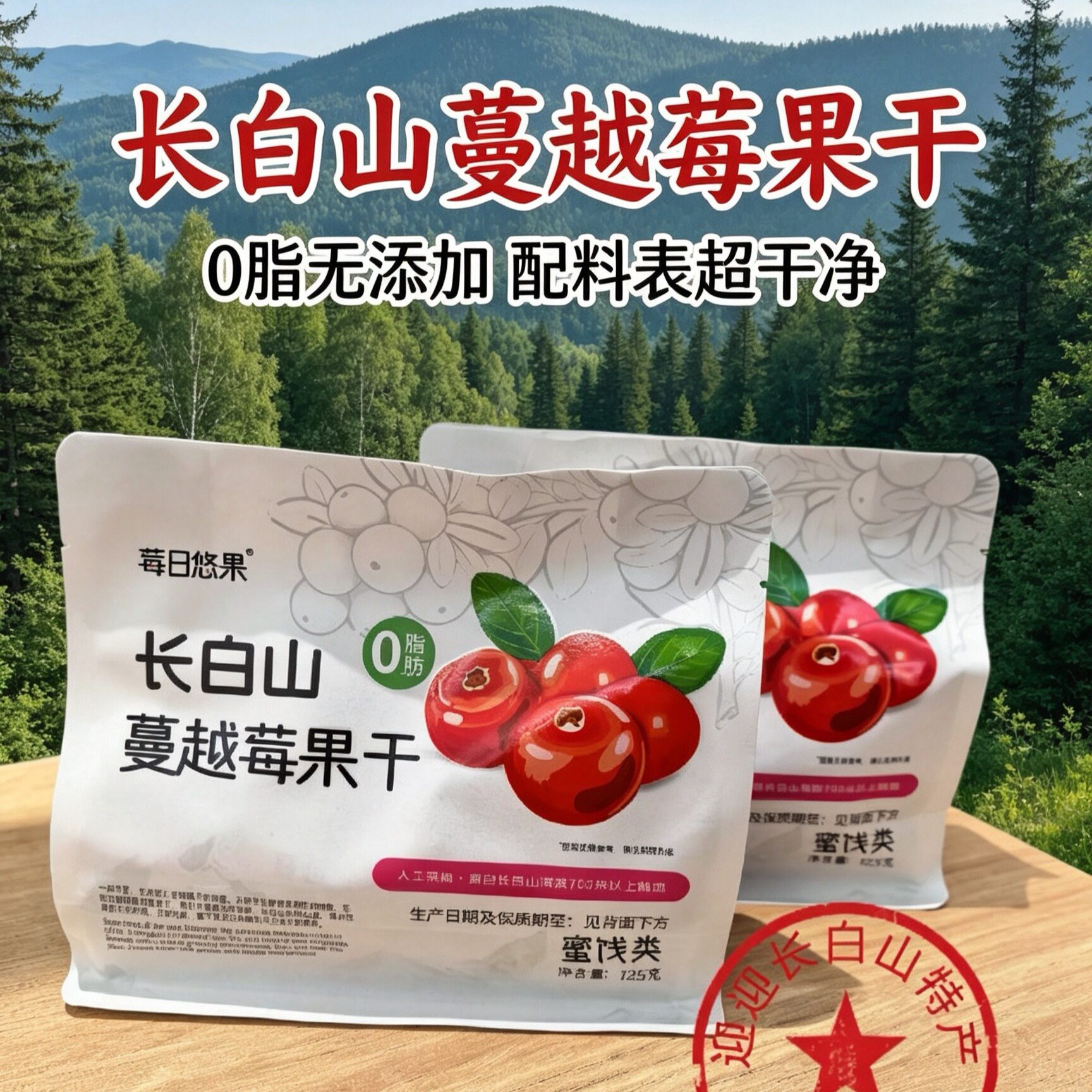 东北长白山特产野生蓝莓干蔓越莓干无油无添加无糖烘焙零食伴手礼