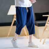 风夏季棉麻七分裤男宽松纯色7休闲裤2025新款A266-1-K61-P35，男装牛仔裤，电商A266-1