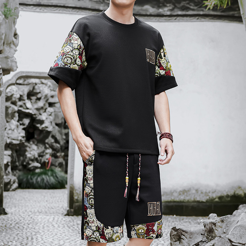 男士休闲运动套装男刺绣风一套A266-1-TZ8808-P50特批控78图片