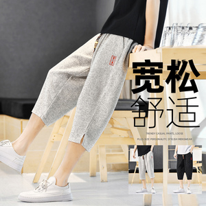 棉麻短裤男抽绳宽松夏季青年波点风中裤休闲A266-1-K84-P50图片