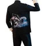 风盘扣刺绣宽松外套春季青年复古夹克男装A266-1-JK1909-P90，男装夹克，电商A266-1