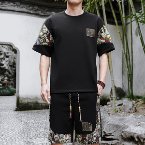 男士休闲运动套装男刺绣风一套A266-1-TZ8808-P50特批控78图片