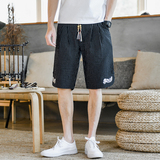 夏季棉麻风七分裤抽绳条纹男装复古休闲裤A266-1-K59-P40，男装牛仔裤，电商A266-1