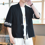 夏季夹克风外套宽松开衫休闲棉麻2026新款印花A266-1-F58-P40，男装夹克，电商A266-1