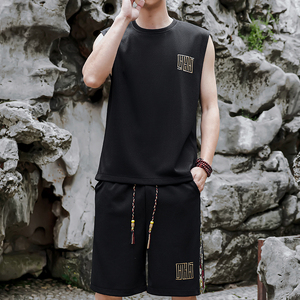 刺绣休闲运动套装男风背心一套A266-1-TZ1107-P43特批控78图片
