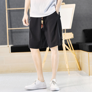 棉麻短裤男抽绳五分夏季青年波点风中裤裤子A266-1-K86-P35图片