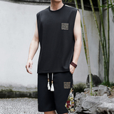 刺绣背心套装男休闲运动套装风A266-1-TZ2258-P46特批控78，男装休闲套装，电商A266-1