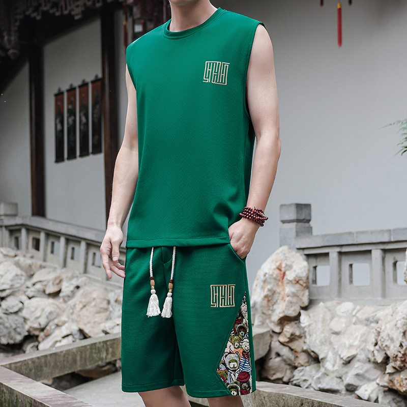 刺绣休闲运动套装男风一套A266-1-TZ1158-P46特批控78，男装休闲套装，电商A266-1