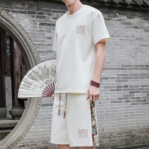 夏天刺绣运动套装男休闲短裤风A266-1-TZ7707-P45特批控78图片