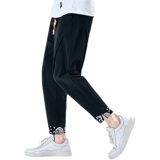 抽绳束脚风休闲裤男大码刺绣小脚裤长裤青年A266-1-K60-P50，男装休闲裤，电商A266-1