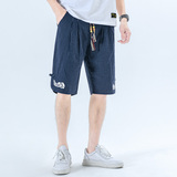 2026新款夏季棉麻短裤男宽松刺绣风休闲裤抽绳A266-1-K59-P40，男装牛仔裤，电商A266-1
