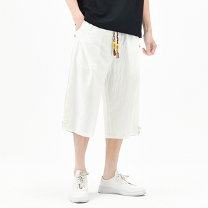 棉麻风七分裤男抽绳宽松男装复古休闲裤夏季A266-1-K87-P40图片