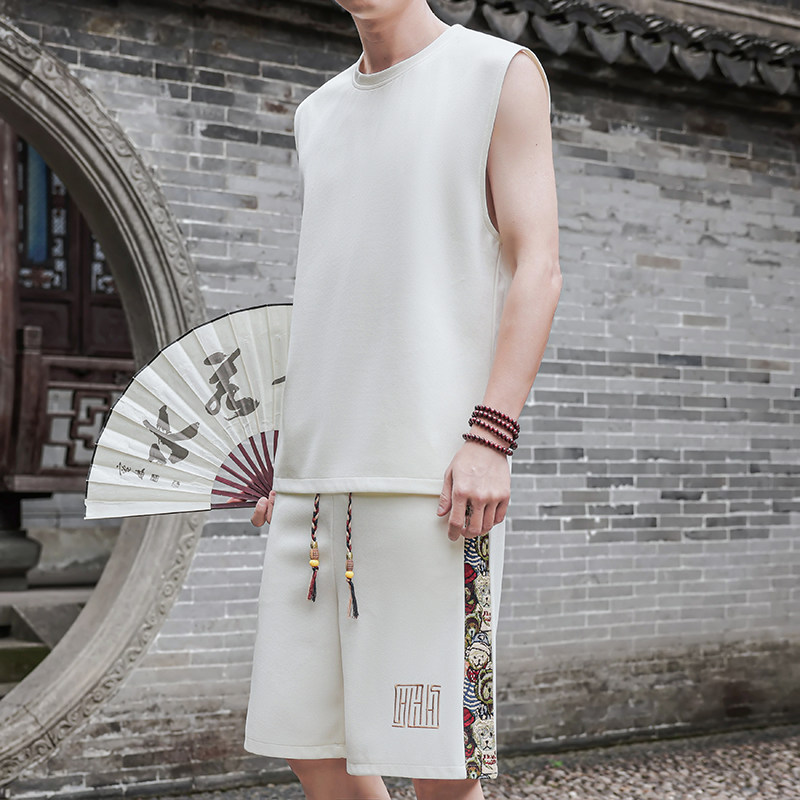夏季刺绣运动套装男休闲风一套A266-1-TZ3307-P43特批控78,男装休闲套装,电商A266-1