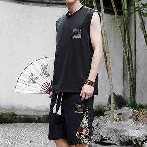 刺绣背心套装男休闲运动套装风A266-1-TZ2258-P46特批控78图片
