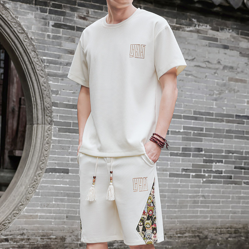 刺绣套装男休闲运动一套拼接风A266-1-TZ7758-P48特批控78图片