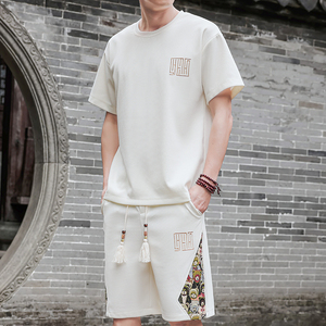 刺绣套装男休闲运动一套拼接风A266-1-TZ7758-P48特批控78图片