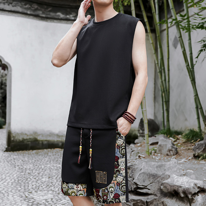 夏季刺绣休闲运动套装男风两件套A266-1-TZ3308-P46特批控78图片