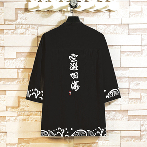夏季风衬衫男大码宽松印花男装和服寸衣宽松A266-1-F58-P40图片
