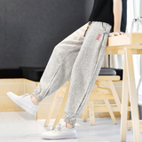 棉麻短裤男抽绳九分夏季青年波点风休闲裤长裤A266-2-K85-P70，男装牛仔裤，电商A266-1