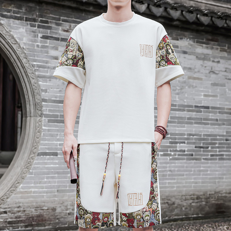 男士休闲运动套装男刺绣风一套A266-1-TZ8808-P50特批控78图片