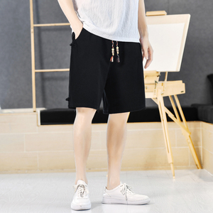 棉麻短裤男抽绳五分夏季青年波点风中裤裤子A266-1-K86-P35图片