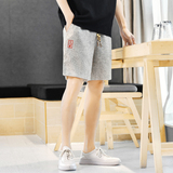 亚麻短裤男抽绳宽松夏季青年潮流风中裤休闲A266-1-K83-P45，男装牛仔裤，电商A266-1