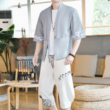 夏季风一套棉麻两件套开衫复古男装A266-1-F58+K40-P75，男装卫衣，电商A266-1
