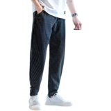 棉麻休闲裤男盘扣宽松春季条纹青年小脚风长裤A266-1-K58-P50，男装休闲裤，电商A266-1