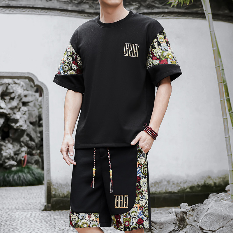男士休闲运动套装男刺绣风一套A266-1-TZ8808-P50特批控78,男装休闲套装,电商A266-1