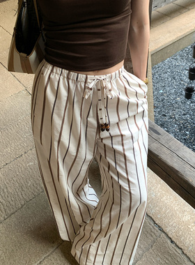 MSWUBTQE 1OO%棉色织条纹休闲通勤长裤