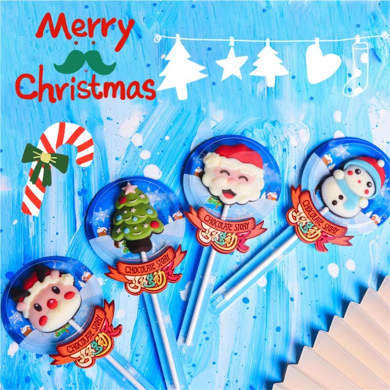 圣诞节创意棒棒糖高颜值雪人麋鹿巧克力儿童零食圣诞老人糖果礼物