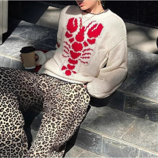 Winter Sweater Women's Cardigan Long Sleeve Printed Headset