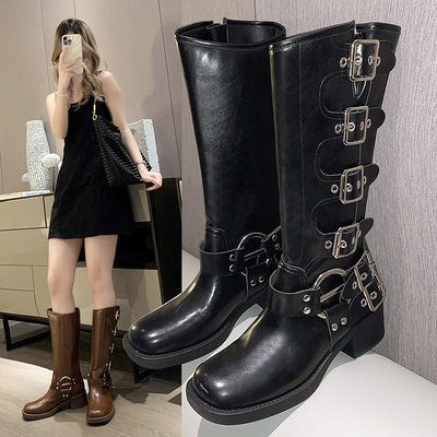 女靴Woman Winter Flat Women Long Boots Ladies Leather Shoes